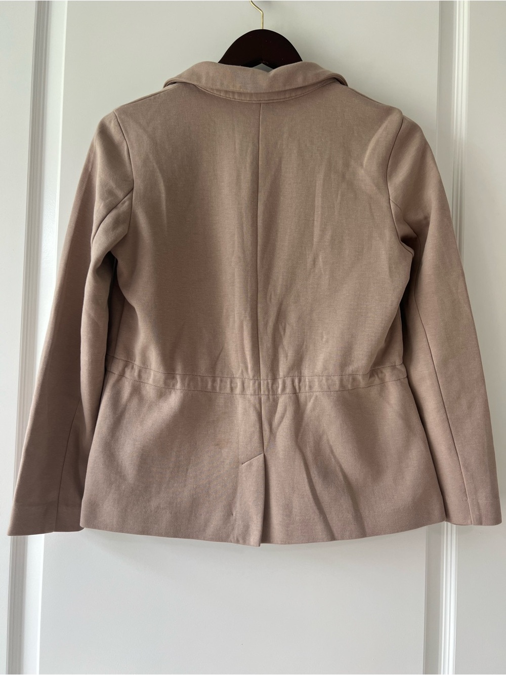 Liz Claiborne Beige Blazer Adjustable Waist Drawstring & Patch Pockets Small - Picture 2 of 8